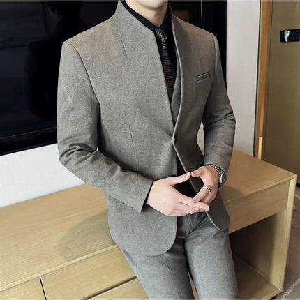Korean Style Slim Fit Mens Elegant Suit Set By QUHNBGYCN by zapcart