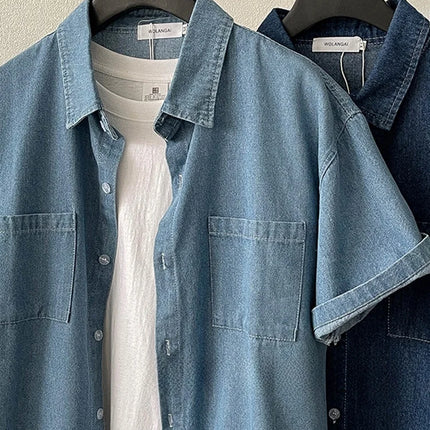 Retro Loose Denim T Shirt Women Korean Version Cotton Blend by zapcart