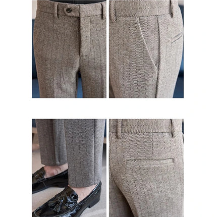 Qj Cinga Herringbone Men Slim Fit Pants Winter Fashion by zapcart