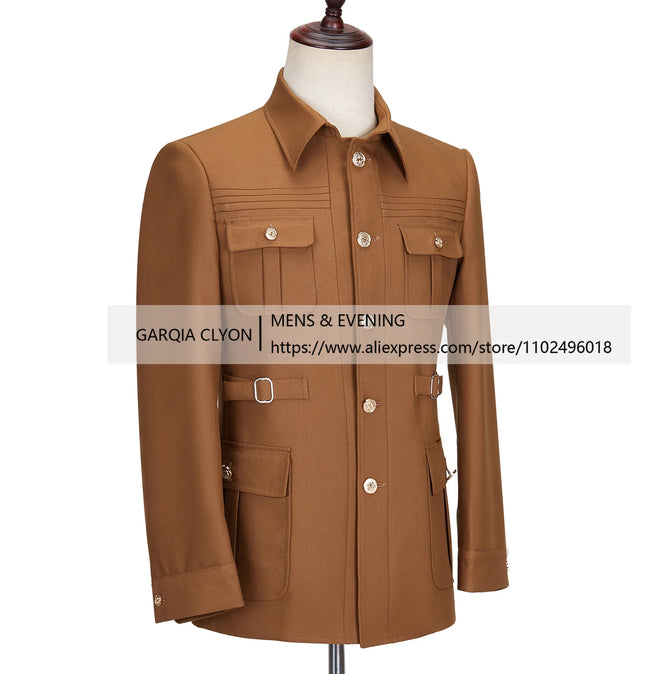 CN Jiangsu Men Suits 2 Piece Slim Fit Blazer Pants Business by zapcart