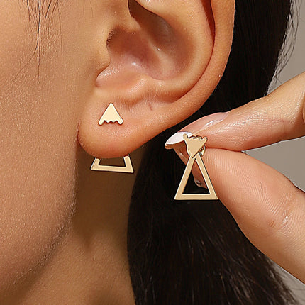 Retro Minimalist Geometric Square Detachable Triangles Stud Earrings for Women Fashion Jewelry Accessories Party Gifts by zapcart