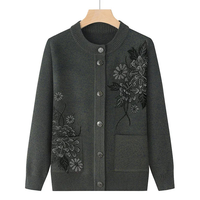 Korean Knit Cardigan Coat Warmth Cozy Fdfklak Mature Women by zapcart