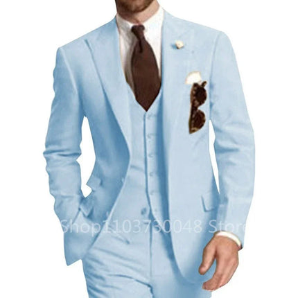 CN Zhejiang Mens 3 Piece Solid Wedding Suit Slim Fit Groom by zapcart