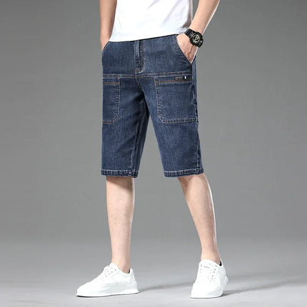 AHUDNUCN Summer Multi Pocket Denim Shorts For Men Straight by zapcart
