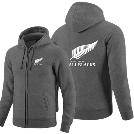 Mens All Blacks Rugby Zip Up Hoodie Fleece Streetwear