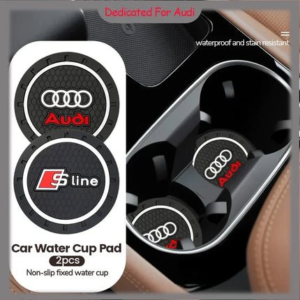 Audi Cup Holder Coasters 2Pcs Anti Slip EmblemsChoice by zapcart