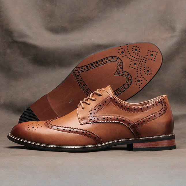Hecrafted Mens Brogue Dress Shoes Premium Leather Wedding by zapcart