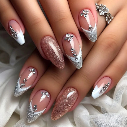 Spice Girls Cat Eye Almond False Nails 3D Butterfly by zapcart