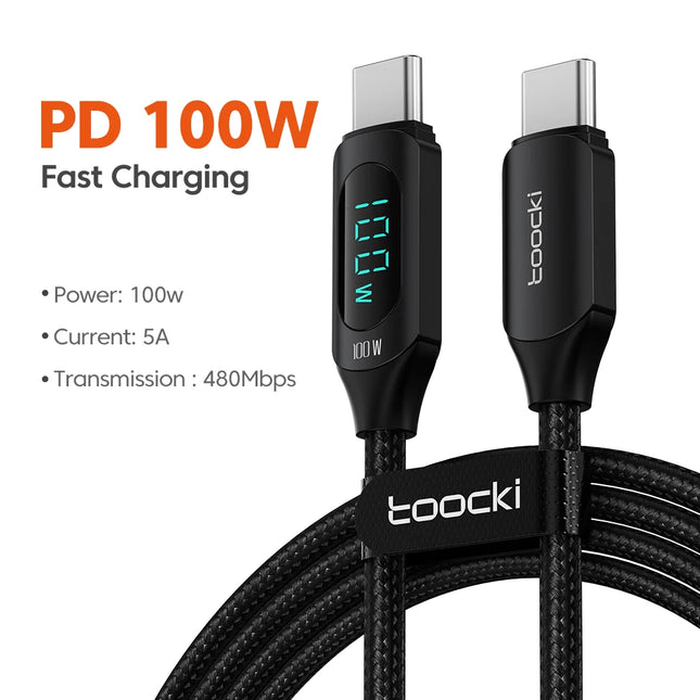 Toocki 100W USB C To USB C Cable MacBook PD Fast Charging
