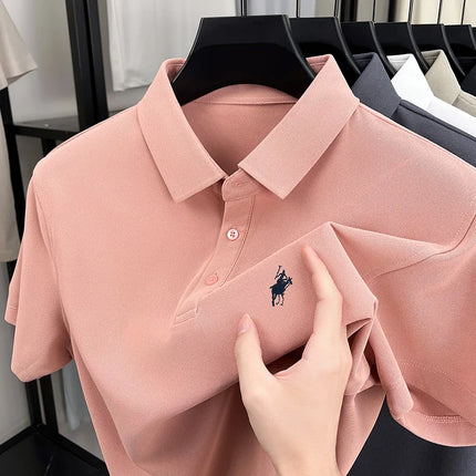 Men's Polo Shirt Embroidered Pony CN Zhejiang Breathable by zapcart