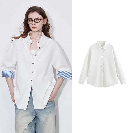 TOYOUTH Striped Pure Cotton Women Blouse Shirt for Office by zapcart
