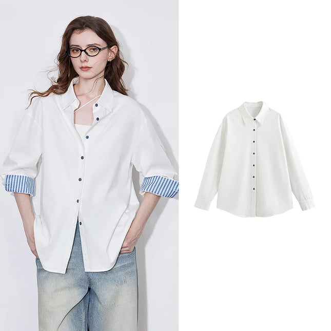 TOYOUTH Striped Pure Cotton Women Blouse Shirt for Office by zapcart