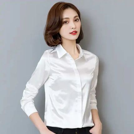 Satin Silk Work Shirt For Women Polished Office Look by zapcart
