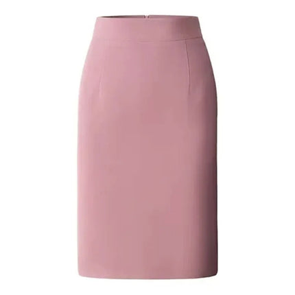 Women Khaki Midi Work Skirt With Slit And High Waist Office by zapcart