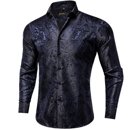 HenanChoice Mens Jacquard Paisley Shirt Long Sleeve Luxury by zapcart