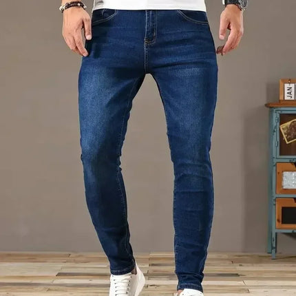 CN Guangdong Mens Slim Fit Jeans Classic Skinny Denim Blue by zapcart