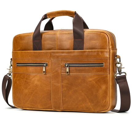 Newsbirds Genuine Leather Briefcase 15.6 Inch Laptop Men by zapcart
