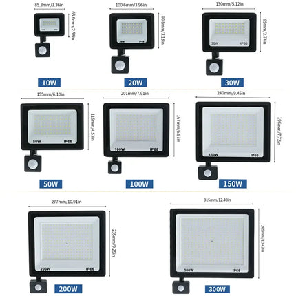 LED Flood Light PIR Motion Sensor IP66 Waterproof Garden by zapcart