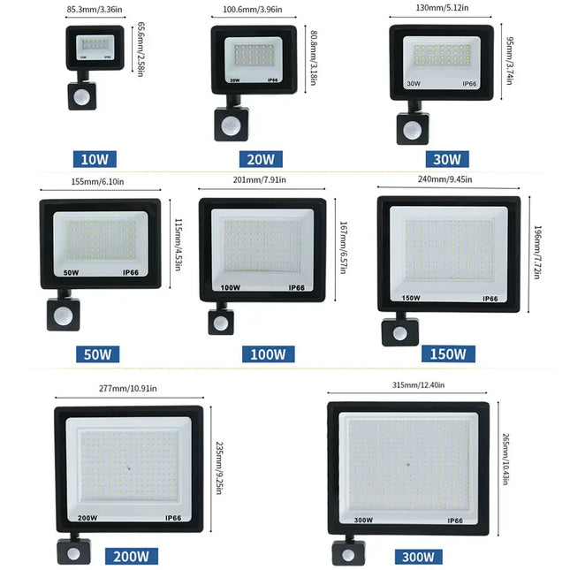 LED Flood Light PIR Motion Sensor IP66 Waterproof Garden by zapcart