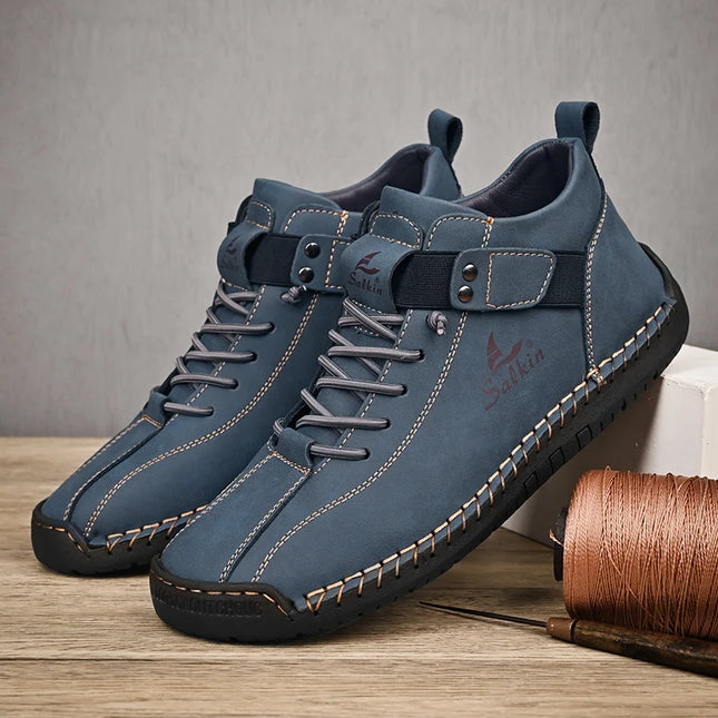 Abfuber Breathable Leather Casual Shoes for Men Lace Up by zapcart