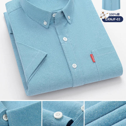Faboten Men's Oxford Short Sleeve Shirt Slim Fit Cotton by zapcart