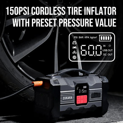 ZUKAKA 26800mAh Jump Starter With Air Compressor For Cars by zapcart