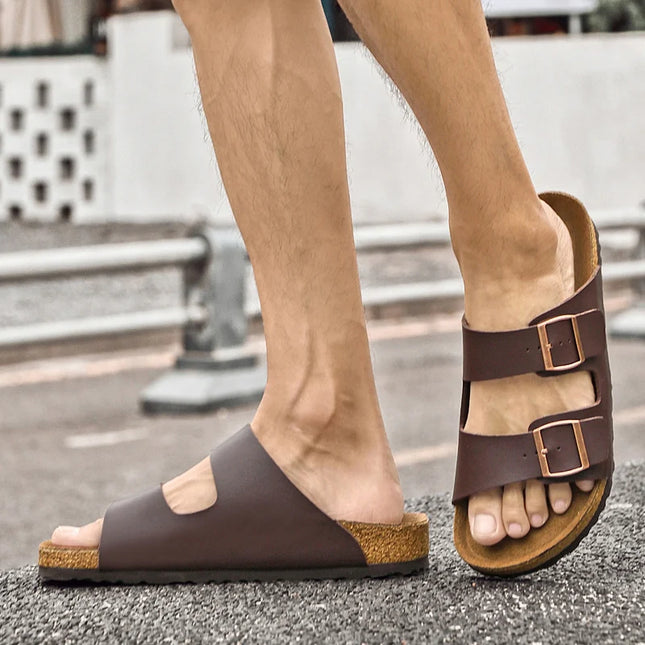 Cymercan Men Leather Sandals Breathable Antiskid Comfort by zapcart