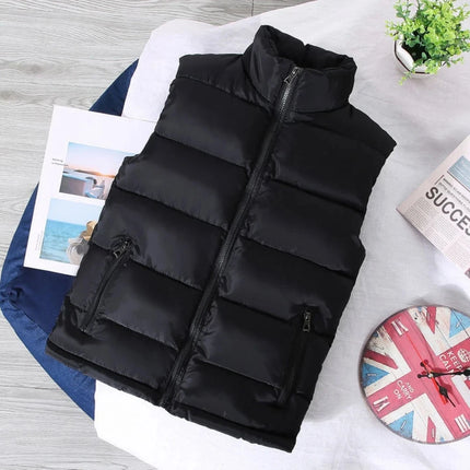 Aiwetin Mens Sleeveless Puffer Vest Slim Fit Collar White by zapcart