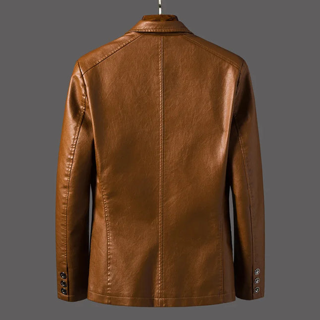 CN Guangdong Mens 4XL PU Leather Jacket Warm Spring Autumn by zapcart