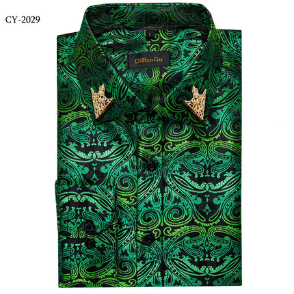 HenanChoice Mens Jacquard Paisley Shirt Long Sleeve Luxury by zapcart