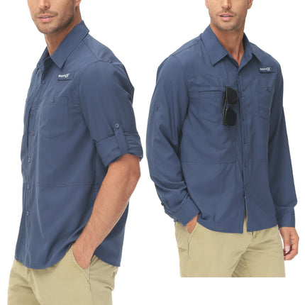 Men UPF 50 Fishing Shirt Back Mesh Sun Protection Casual by zapcart
