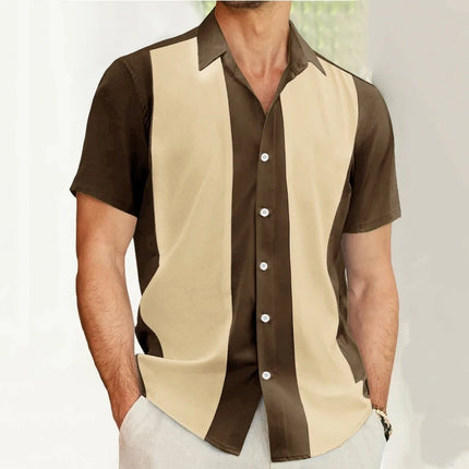 Mens Striped Hawaiian Shirt 3D Print Loose Fit CN Jiangxi by zapcart