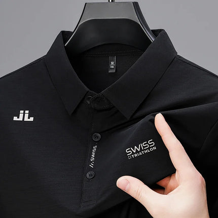 CN Zhejiang Mens Business Casual Polo Shirt Badge Breathable by zapcart