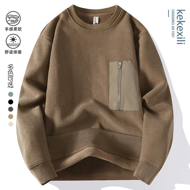 WetailorCN Men Casual Pullover Sweater With Zipper Pocket by zapcart