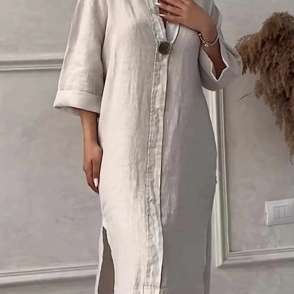 Lightweight O Neck Button Dress For Women Casual Chic Summer by zapcart