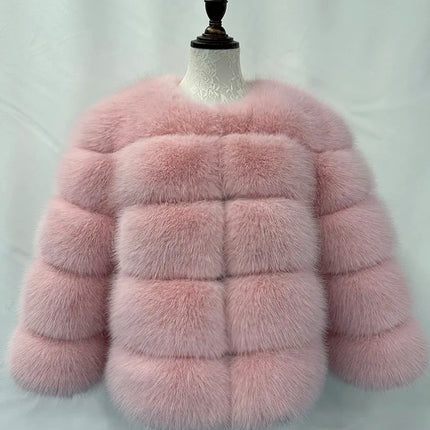 FANPUGUIZHEN Pink Faux Fur Coat For Women Warm And Elegant by zapcart