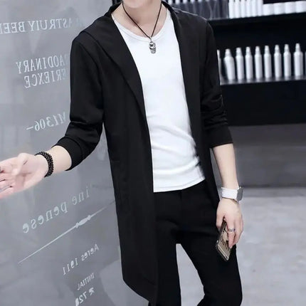 ICCLEKCN Men Hooded Korean Style Trench Coat Streetwear by zapcart