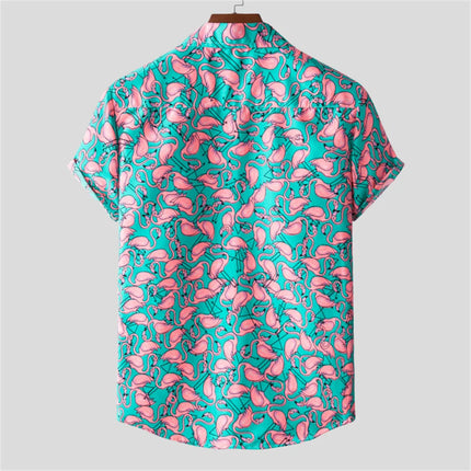CN Jiangxi Men Quick Dry Beach Shirt Hawaiian Flamingo by zapcart