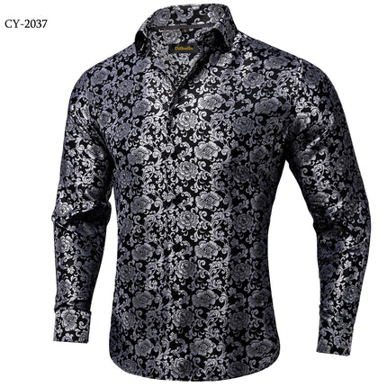 HenanChoice Mens Jacquard Paisley Shirt Long Sleeve Luxury by zapcart