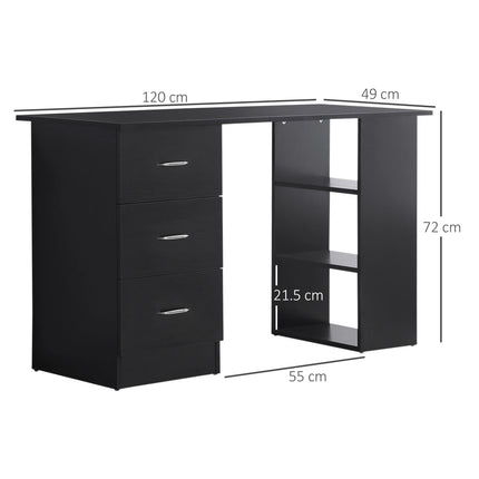 Homcom 120cm Computer Desk 3 Shelves And Drawers Office by zapcart