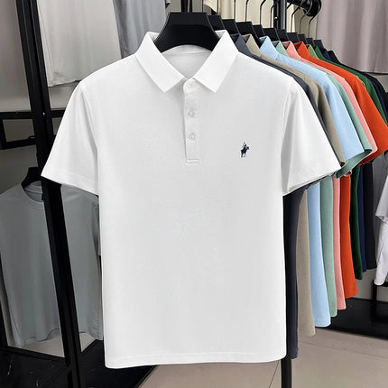 Men's Polo Shirt Embroidered Pony CN Zhejiang Breathable by zapcart
