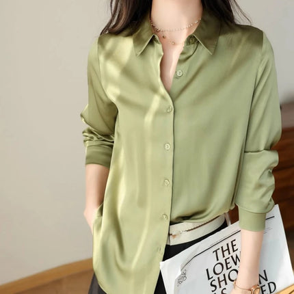 Satin Women's Shirt Blouse Korean Style Office Ready by zapcart