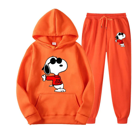 MINISOCN Snoopy Cartoon Hoodie Sweatpants Set For Men by zapcart