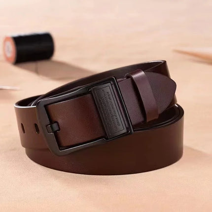 Premium Men's Cowhide Leather Belt with Metal Buckle