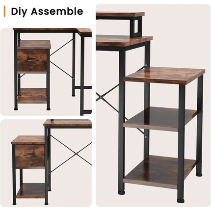 General L Shaped Corner Desk With Drawer And Monitor Stand by zapcart