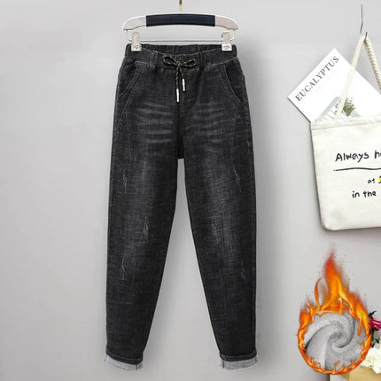 Plus Size Jeans For Women Elastic High Waist Baggy Comfort by zapcart