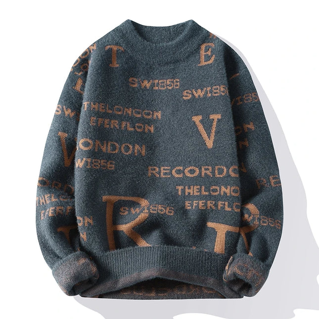 CN Jiangsu Mens Fashion Letter Sweater O Neck Slim Fit by zapcart
