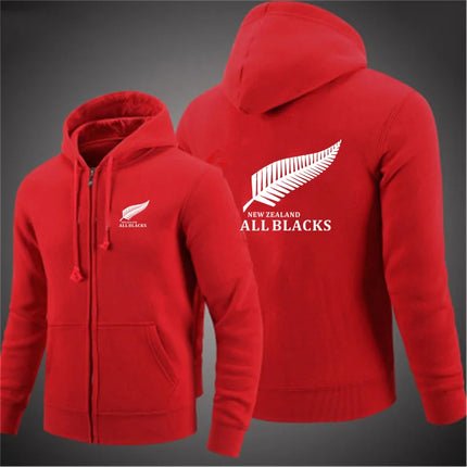 Mens All Blacks Rugby Zip Up Hoodie Fleece Streetwear