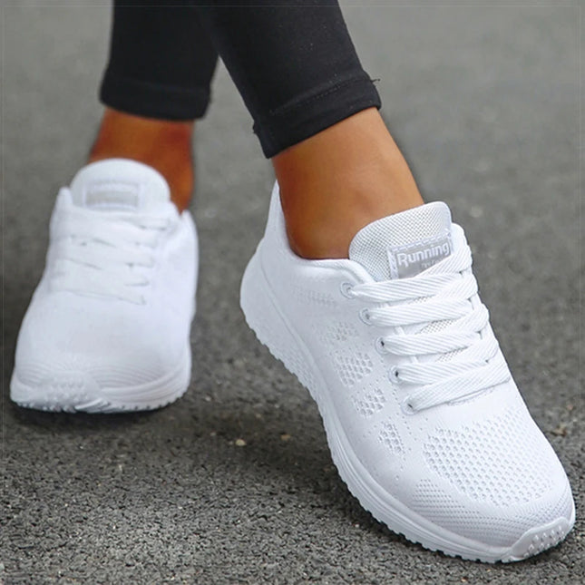 Vulcanize Women Sneakers Casual Gym Shoes Breathable White by zapcart