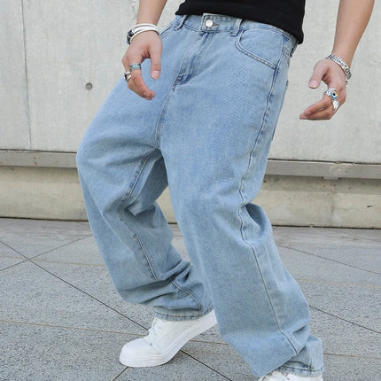 CN Guangdong Men Baggy Jeans Oversize Wide Leg Denim by zapcart